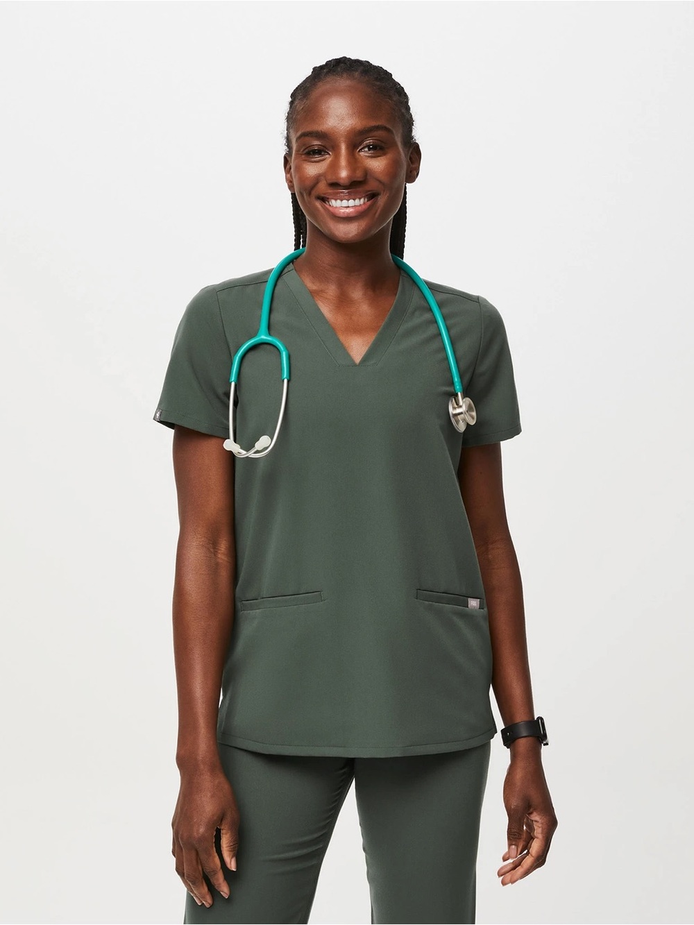 Figs Moss Green XS V-Neck Women’s Medical Scrub Top